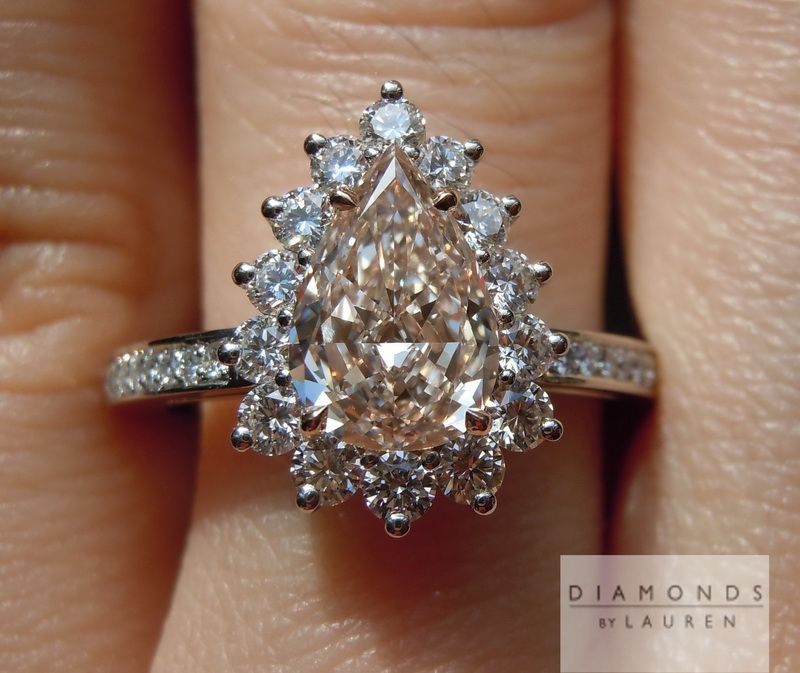 pink pear shape diamond ring