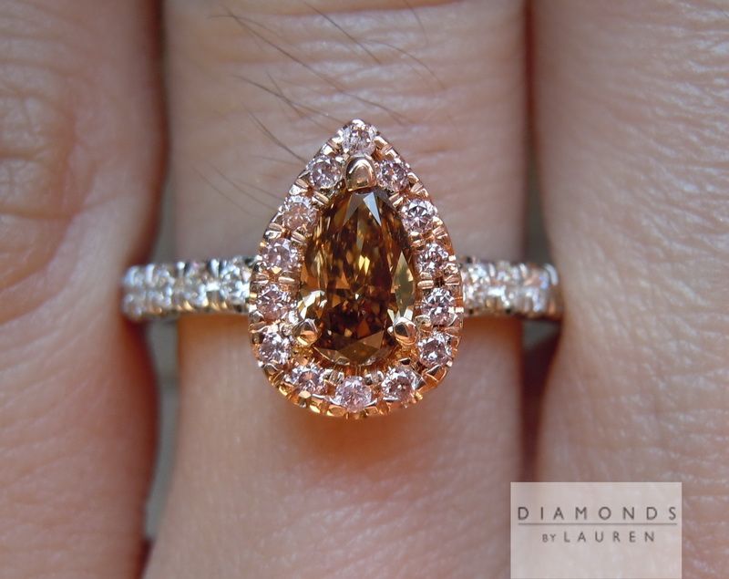 brown pear shape diamond ring