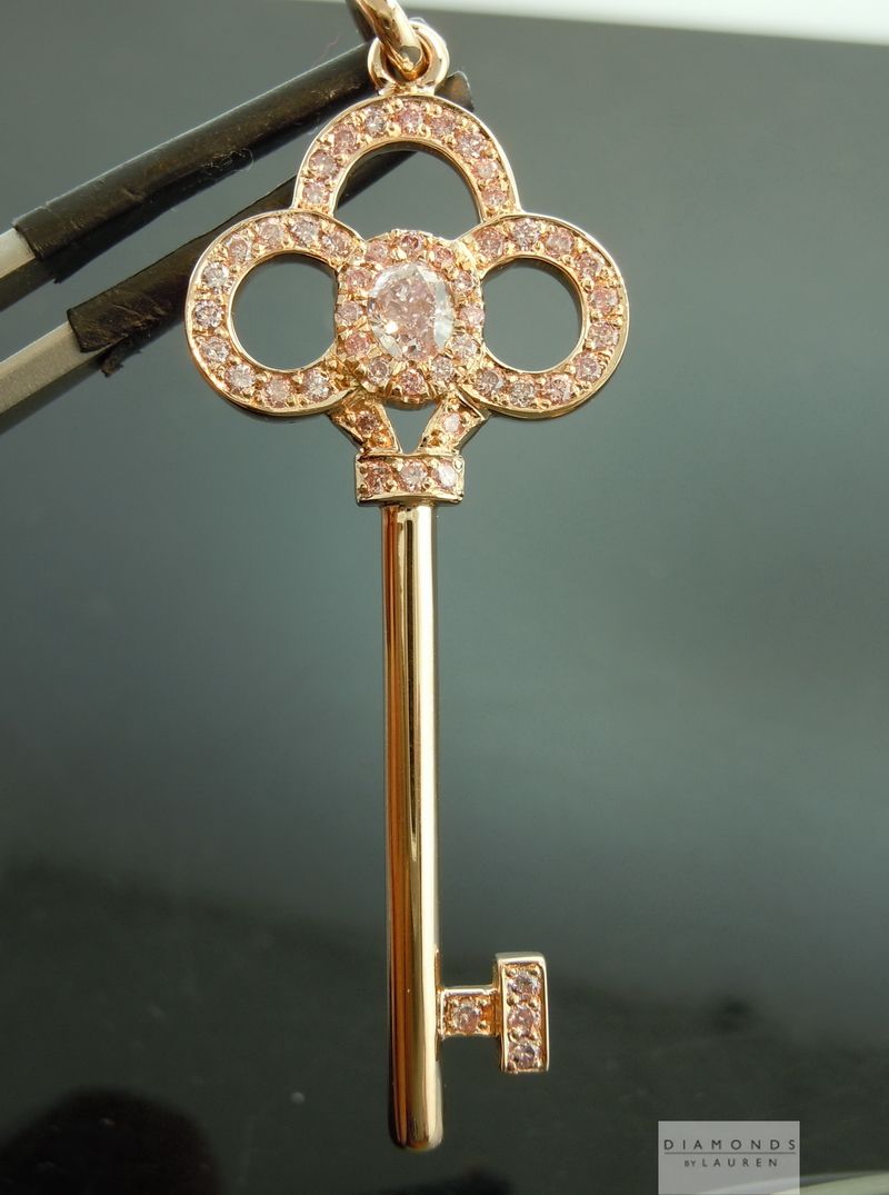 pink diamond key pendant