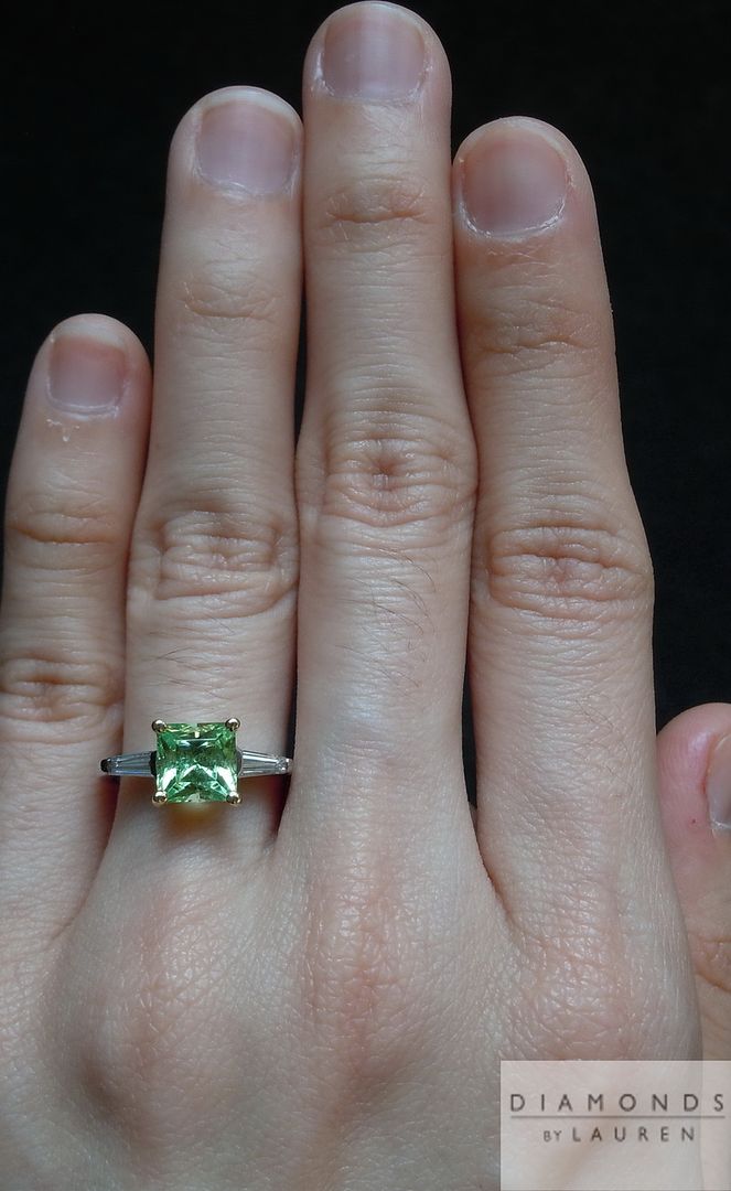 mint garnet and diamond ring