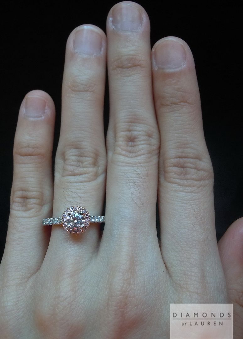 pink diamond halo ring