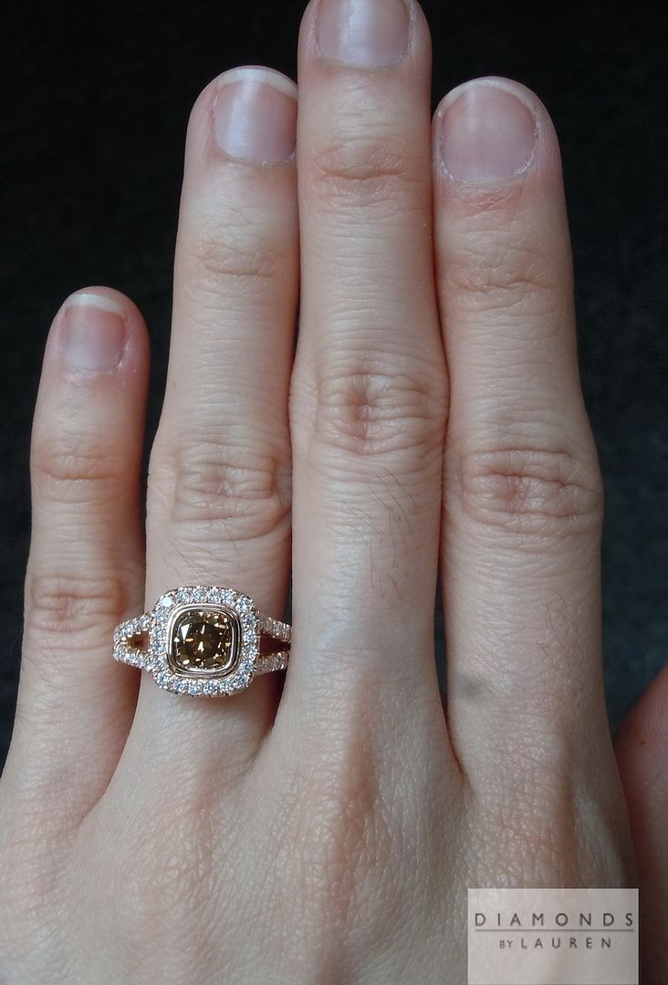 brown diamond halo ring