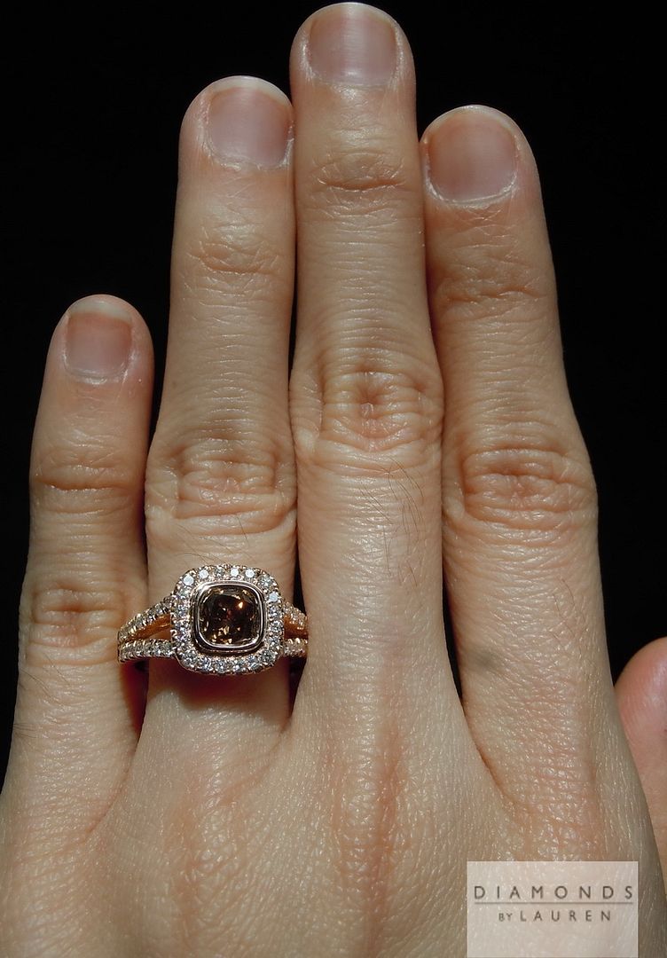 brown diamond halo ring