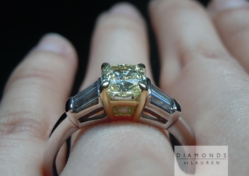 yellow cushion cut diamond ring