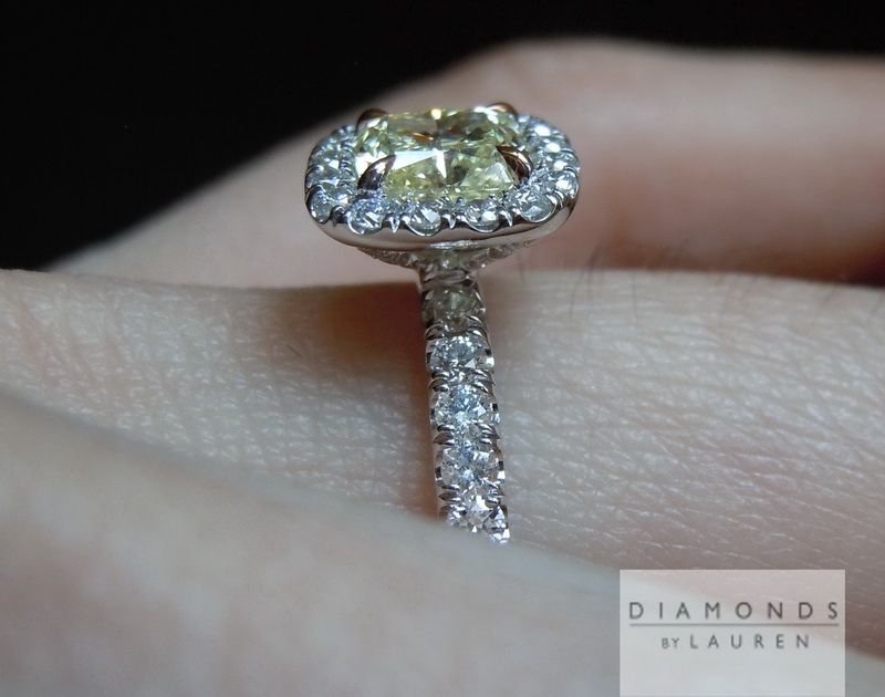 yellow cushion cut diamond ring