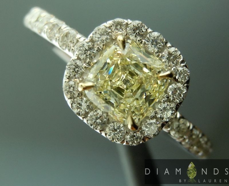 yellow cushion cut diamond ring