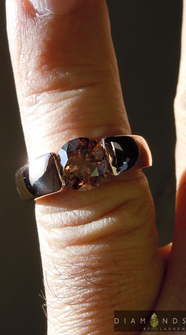 natrual brown diamond halo ring