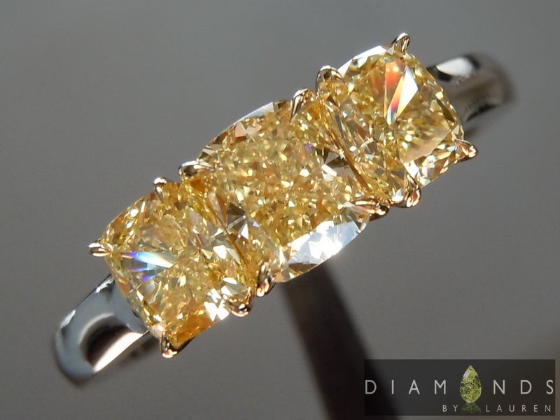 yellow cushion cut diamond ring