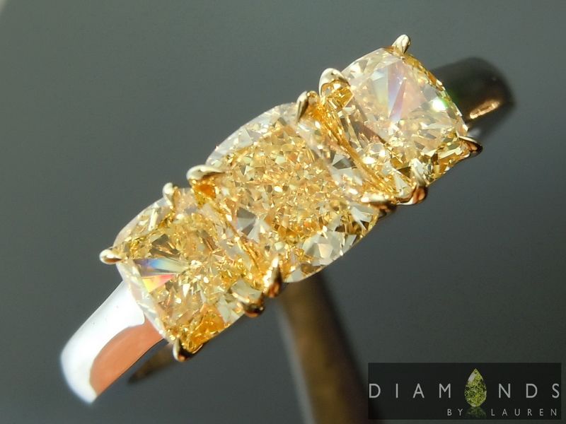 hand forged three stone diamond ring