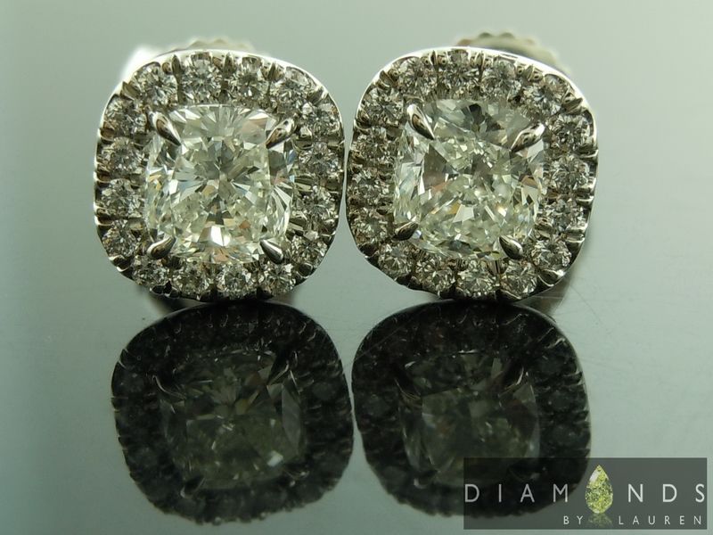 colorless diamond halo earrings