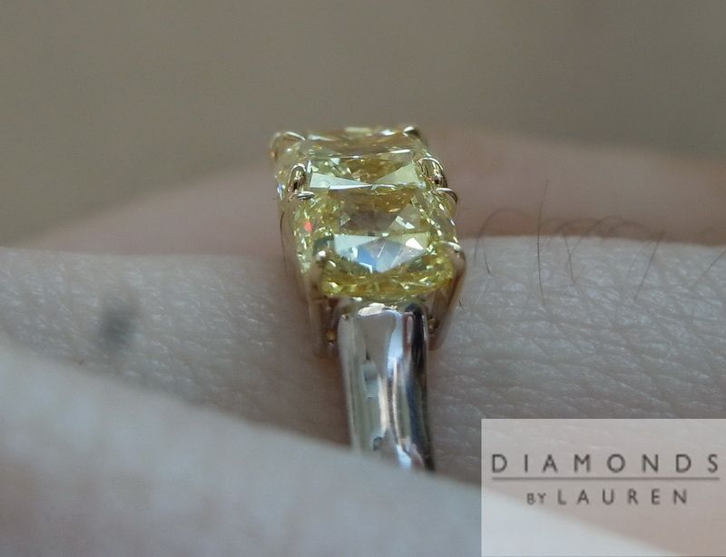 three stone yellow diamond rng