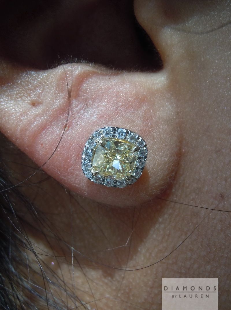 natural yellow diamond earrings