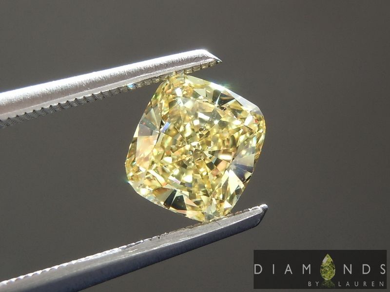 yellow cushion cut diamond