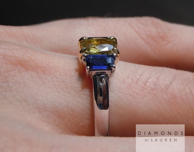 blue and yellow sapphire ring