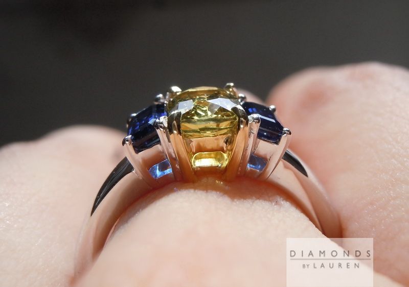 yellow and blue sapphire ring