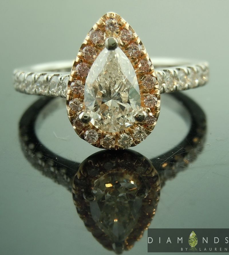 natural pink diamond halo ring