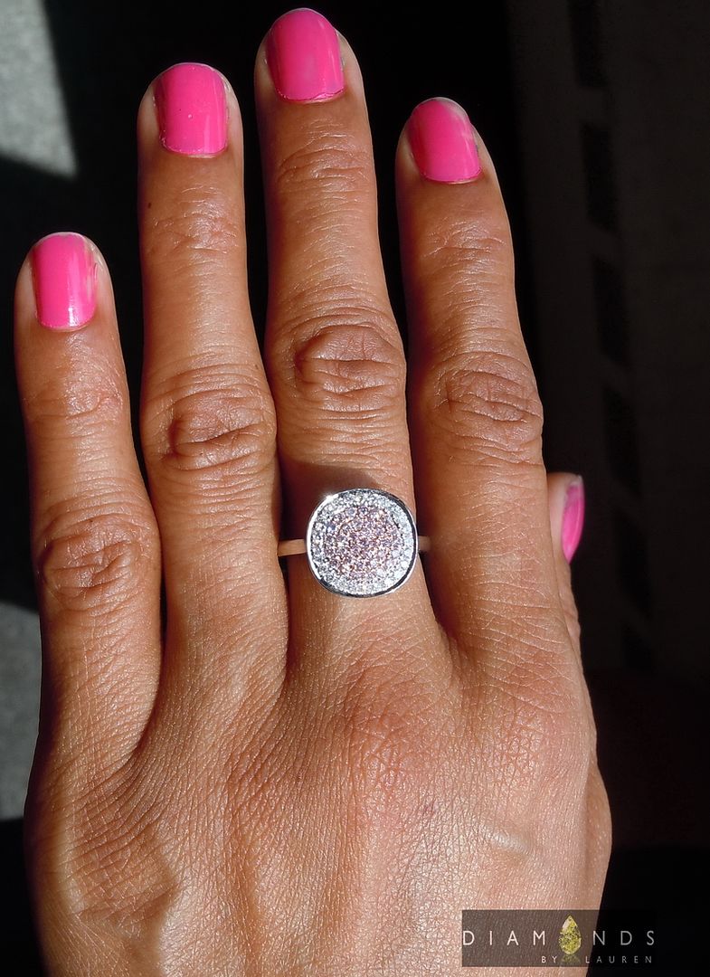 natural pink and  colorless diamond ring