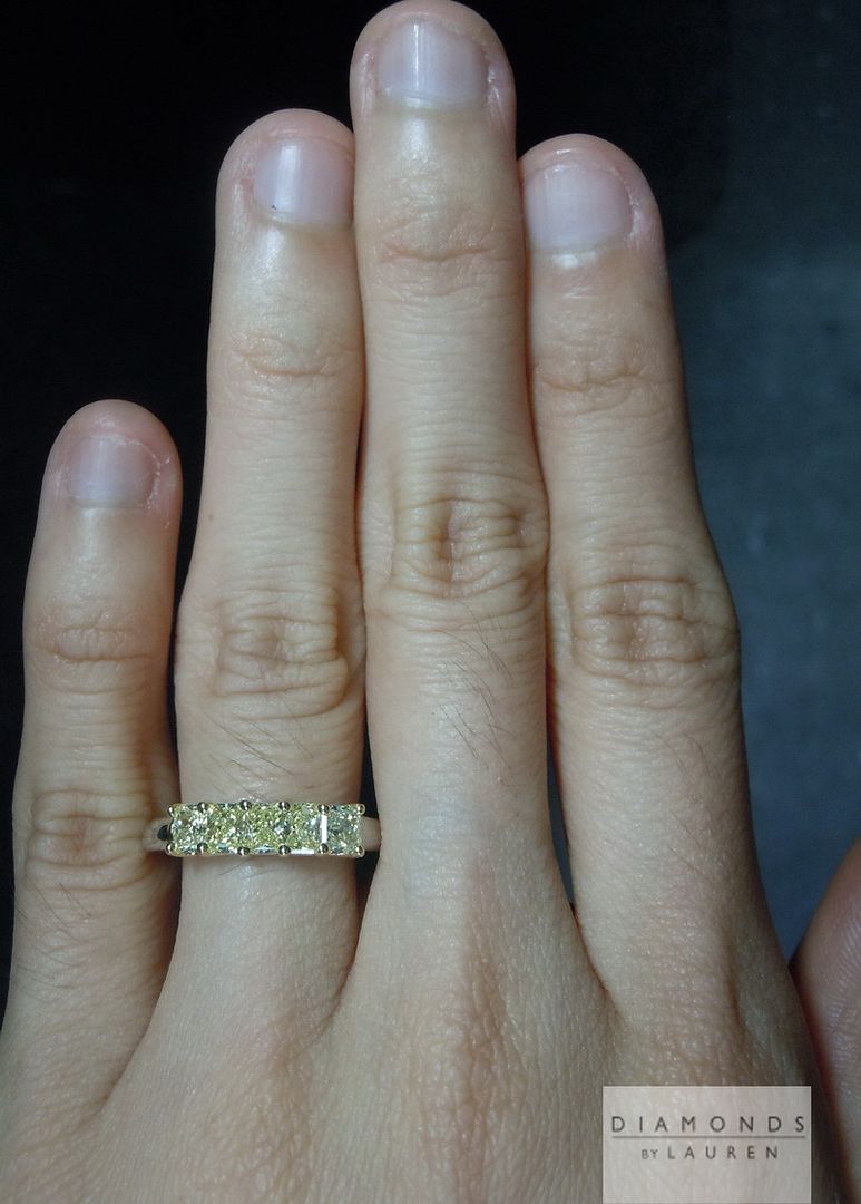 yellow diamond five stone anniversary ring colored diamond ring