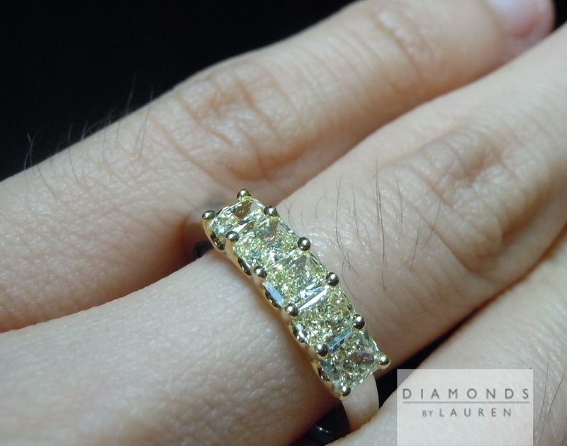 yellow diamond five stone anniversary ring colored diamond ring