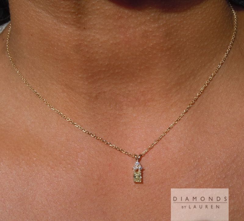 yellow radiant cut diamond pendant