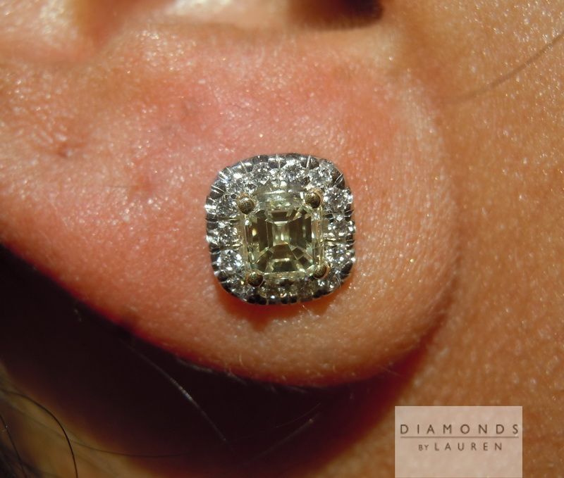 emerald cut diamond earrings