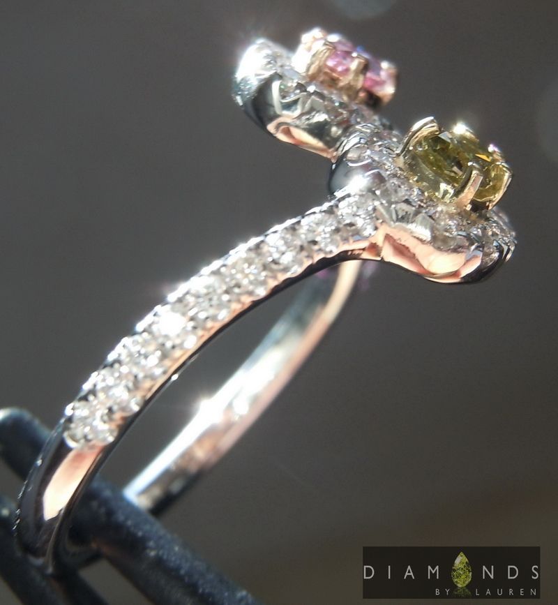 green and pink diamond ring