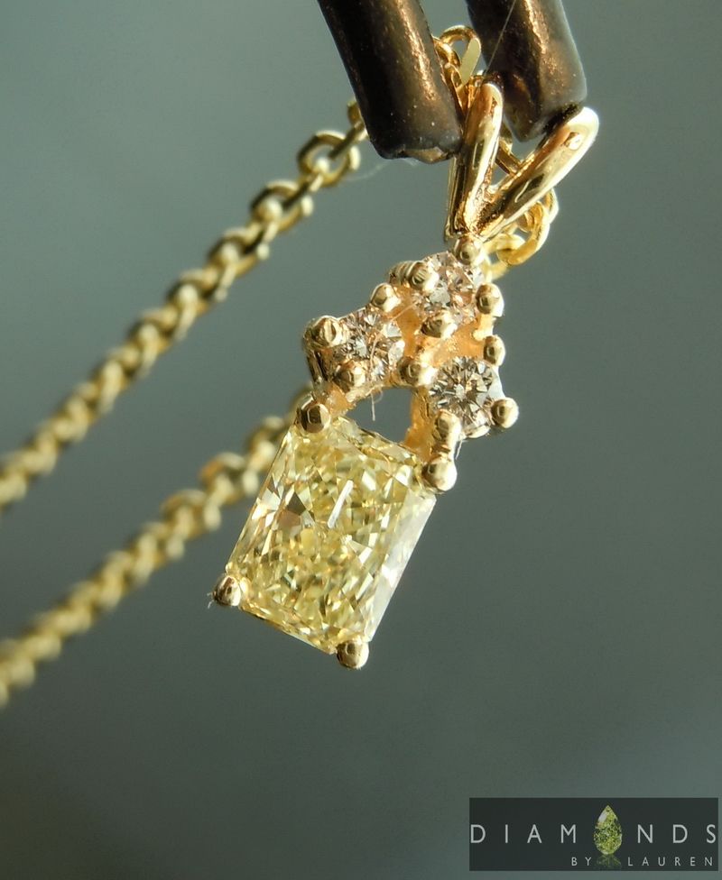 yellow radiant cut diamond pendant