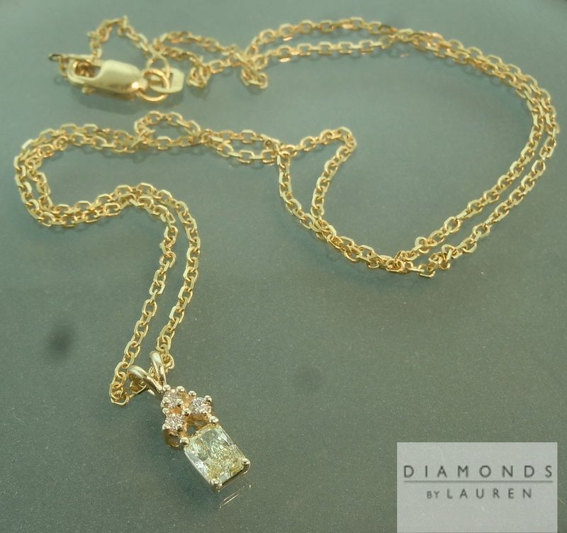 yellow radiant cut diamond pendant