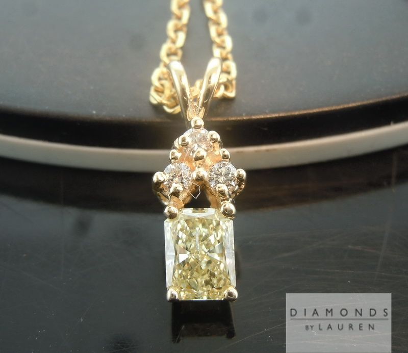 yellow radiant cut diamond pendant