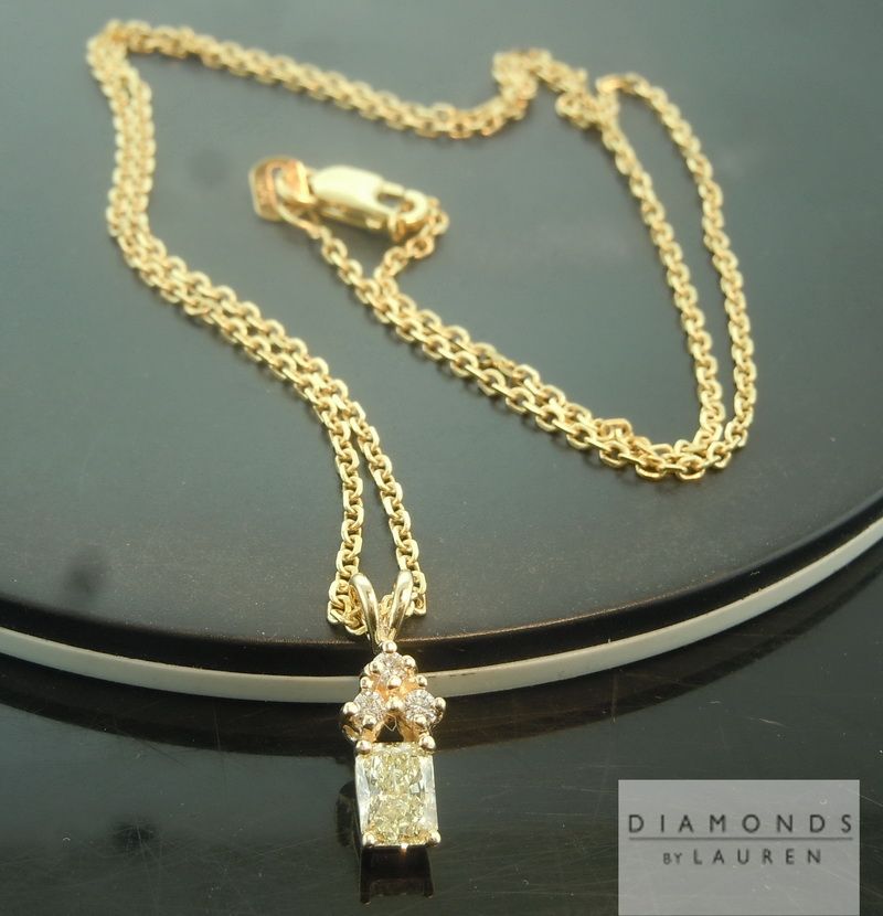 yellow radiant cut diamond pendant