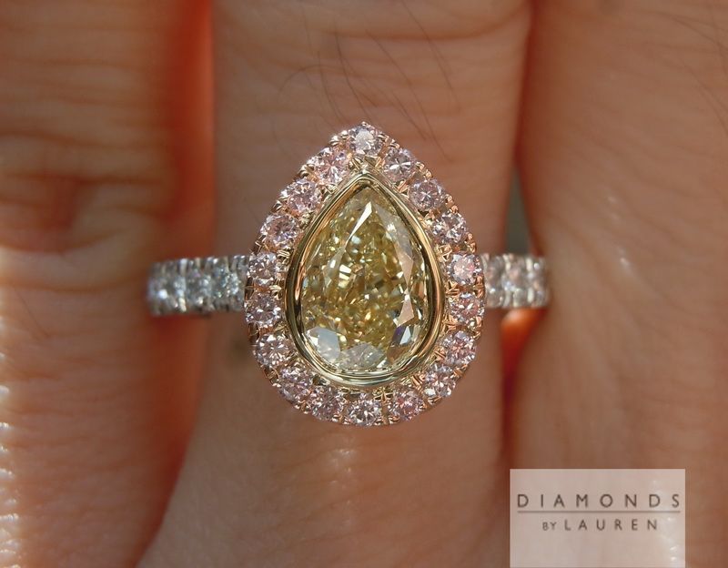 yellow pear shape diamond ring