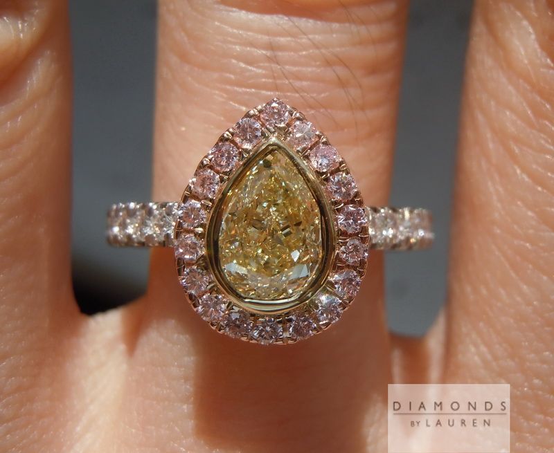 yellow pear shape diamond ring