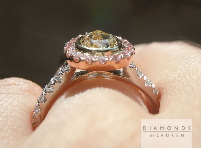 yellow pear shape diamond ring