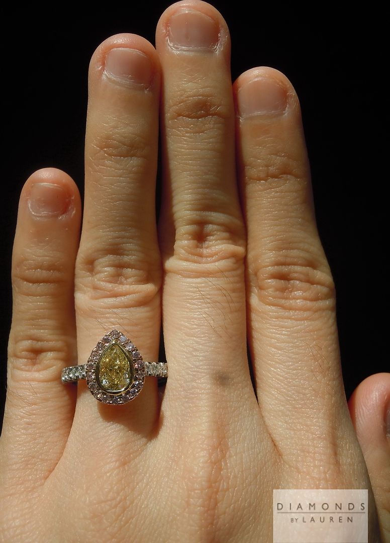 yellow pear shape diamond ring