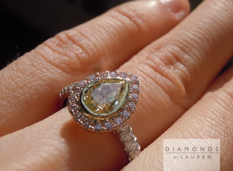 yellow pear shape diamond ring