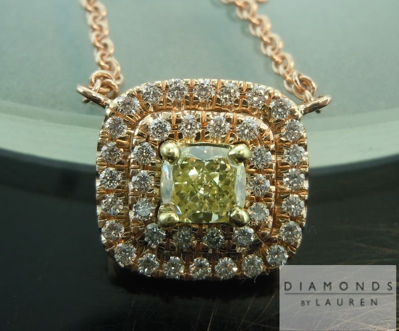 yellow diamond halo pendant