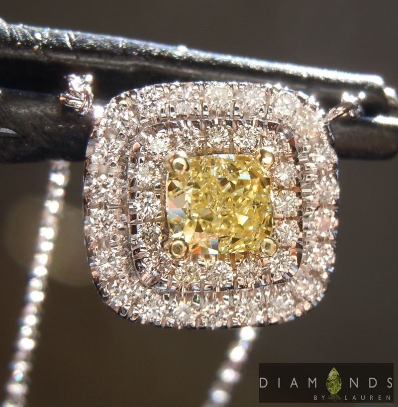 gia fancy yellow diamond pendant