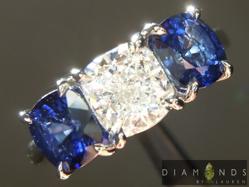 colorless diamond and sapphire ring