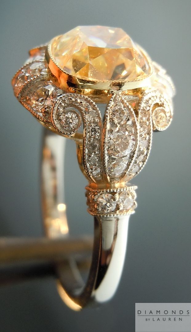 yellow diamond antique style ring