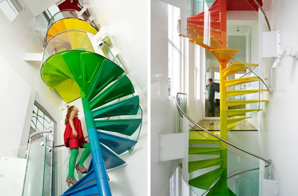 colorful narrow spiral stairs rainbow house 01 - Fancy stairs.......