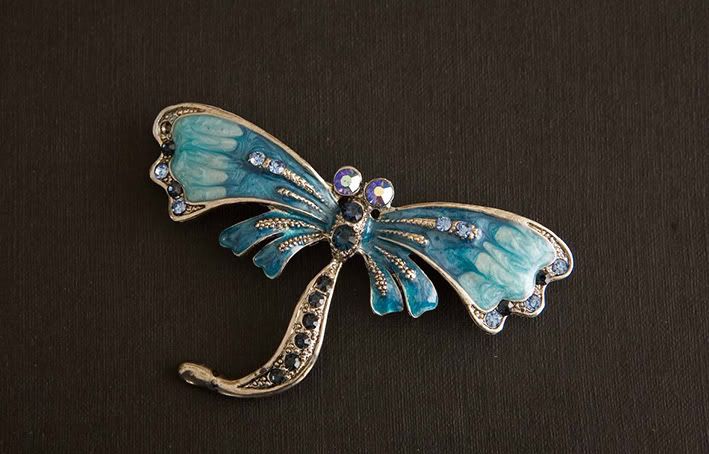 blue dragonfly brooch web - brooches