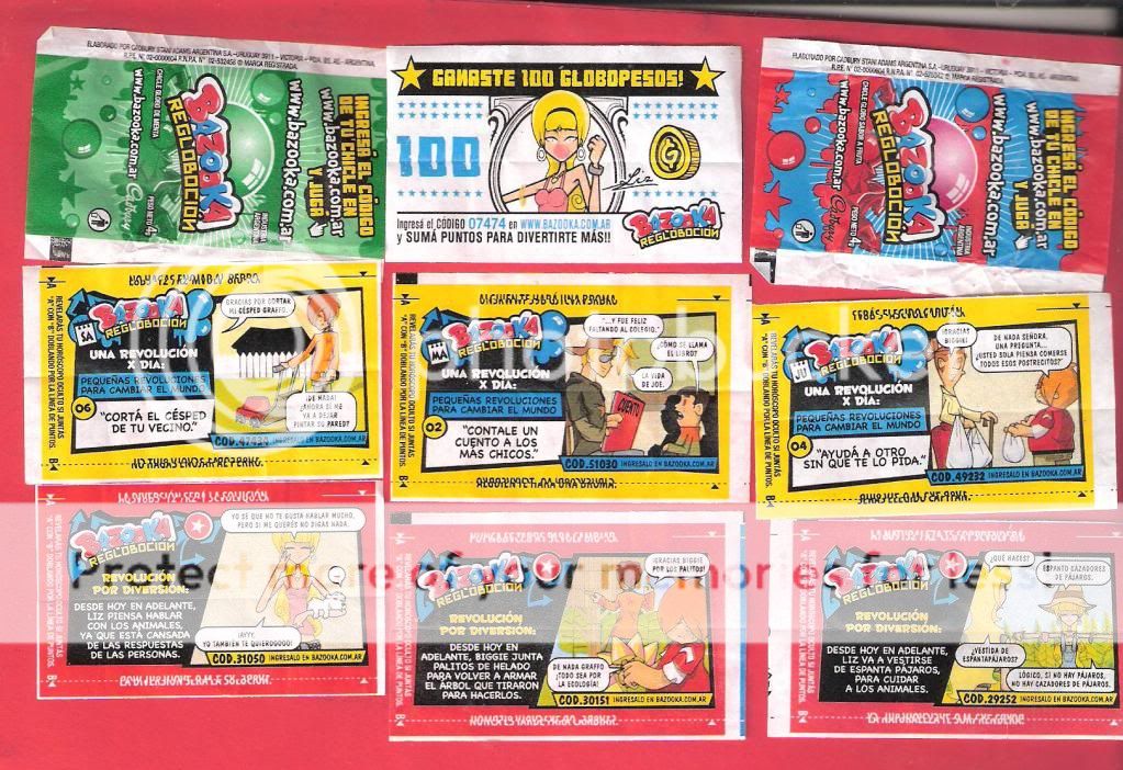 BAZOOKA chewing gum COMICS WRAPPERS ARGENTINA D6  
