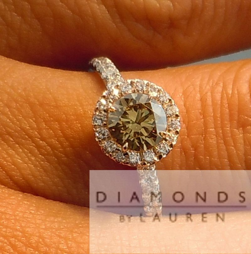 brown diamond halo ring