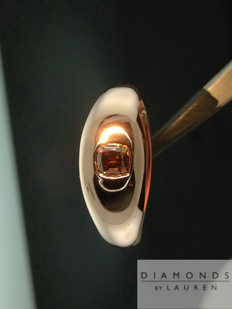 natural orange diamond ring