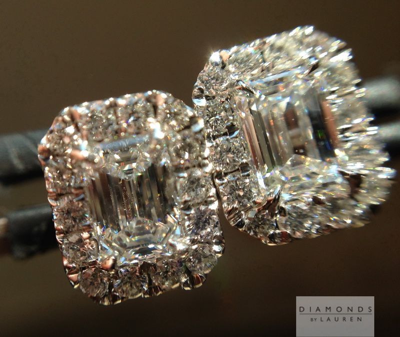 emerald cut diamond earrings