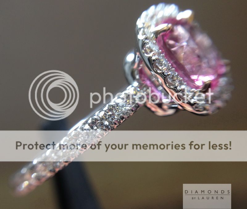 Pink Sapphire | Cushion Cut Sapphire | Diamond Halo Ring
