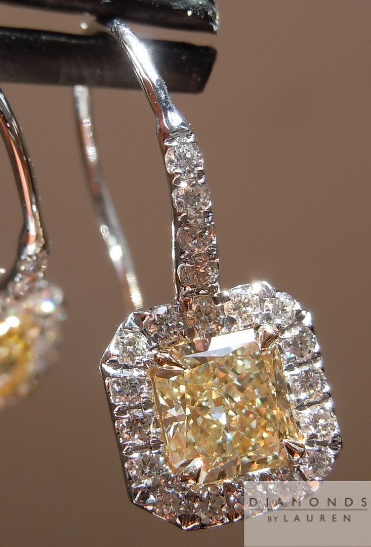 fancy light yellow diamond earrings
