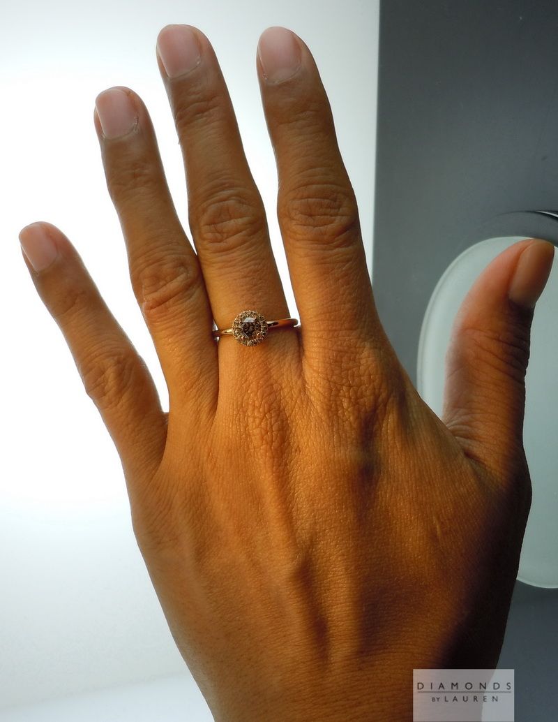 brown diamond halo ring