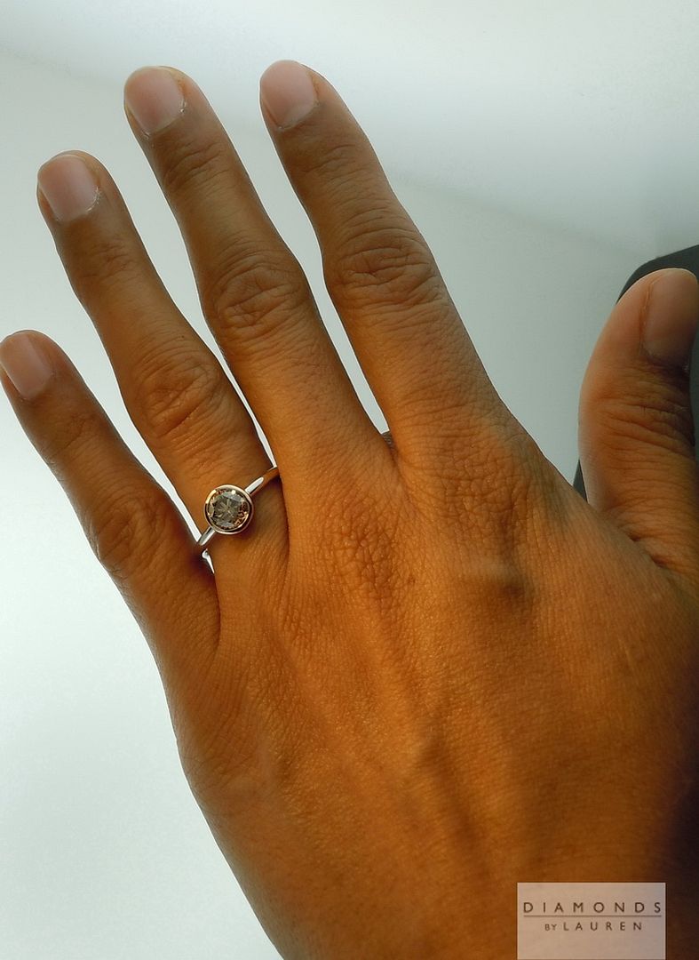 brown round brilliant diamond ring