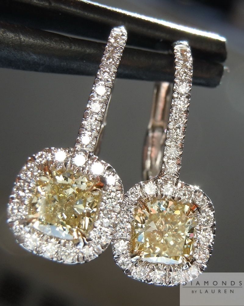 natural yellow diamond earrings